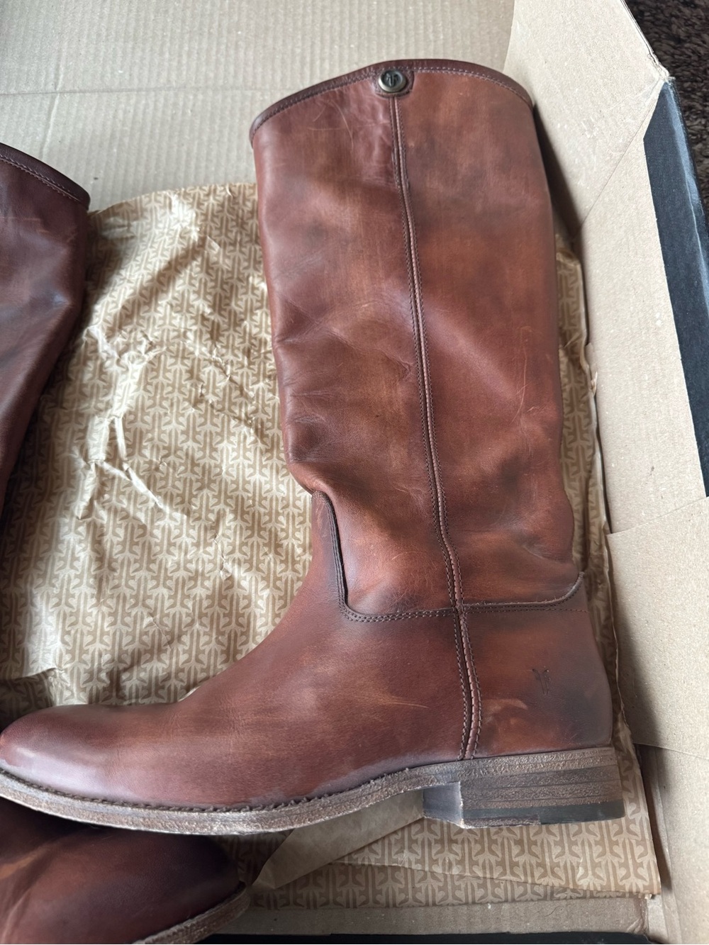 Frye Tall Smooth Leather Riding Boots in Dark Brown - Picture 11 of 12